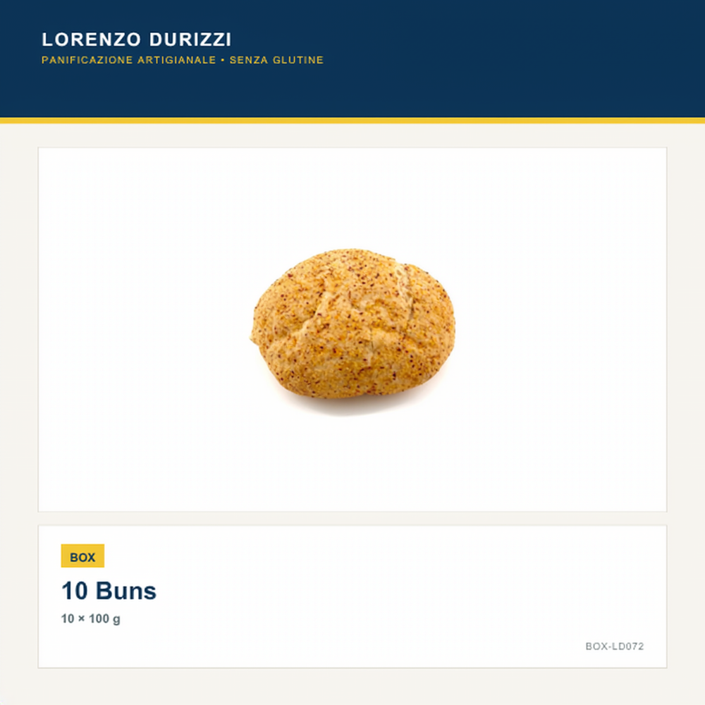 Box 10 Buns 100 g Lorenzo Durizzi su sfondo bianco