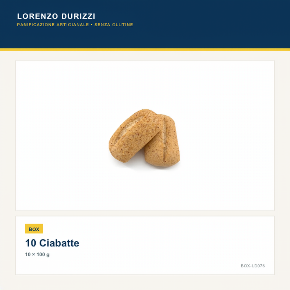 Box 10 Ciabatte 100 g Lorenzo Durizzi su sfondo bianco