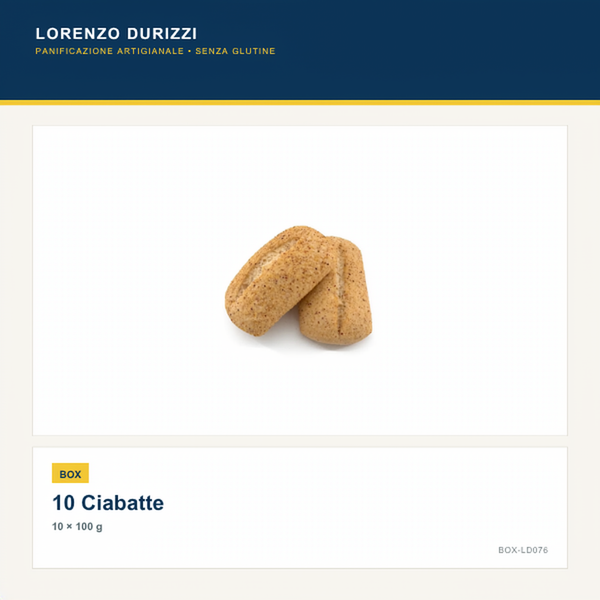 Box 10 Ciabatte 100 g Lorenzo Durizzi su sfondo bianco